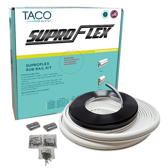 TACO SuproFlex Rub Rail Kit - White w/Flex Chrome Insert - 2