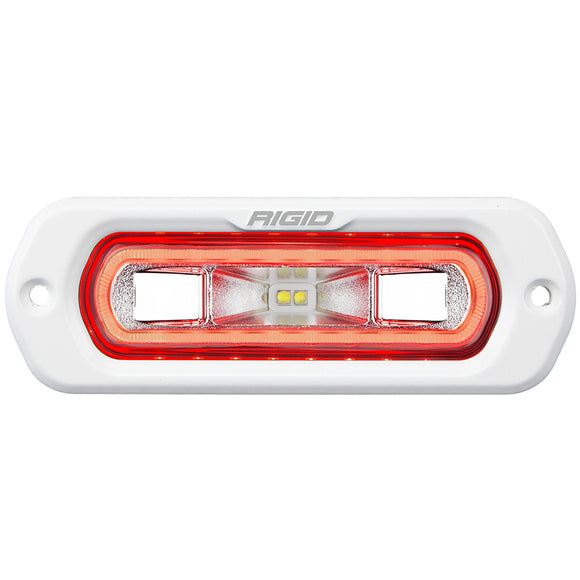 RIGID Industries SR-L Series Marine Spreader Light - Montaje empotrado blanco - Luz blanca con halo rojo [51202]