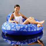 Aqua Leisure Supreme Lake Tube Hibiscus Pineapple Royal Blue con accesorio de acoplamiento [APL20458]