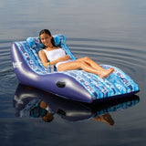 Aqua Leisure Ultra Cushioned Comfort Lounge Hawaiian Wave Print con almohada ajustable [APL17014S2]