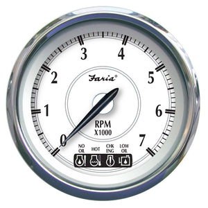 Tacómetro Faria Newport SS de 4" con indicador de verificación del sistema para fueraborda de gas Johnson/Evinrude - 7000 RPM [45000]