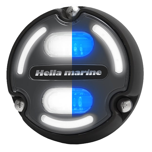 Hella Marine Apelo A2 Luz subacuática azul blanca - 3000 lúmenes - Carcasa negra - Lente de carbón con luz de borde [016147-001]