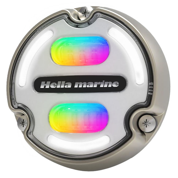Hella Marine Apelo A2 RGB Luz subacuática - 3000 lúmenes - Carcasa de bronce - Lente blanca con luz de borde [016148-101]
