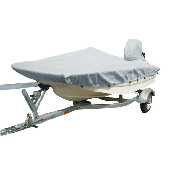 Carver Sun-DURA Styled-to-Fit Boat Cover f/13.5 Whaler Style Boats con rieles laterales solamente - Gris [71513S-11]