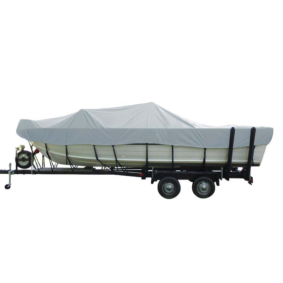 Carver Poly-Flex II Wide Series Styled-to-Fit Boat Cover f/18.5 Aluminio V-Hull Sterndrive Boats con Walk-Thru Windshield - Gris [72418F-10]