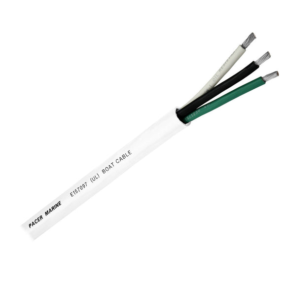 Pacer Round 3 Conductor Cable - 500 - 16/3 AWG - Black, Green  White [WR16/3-500]