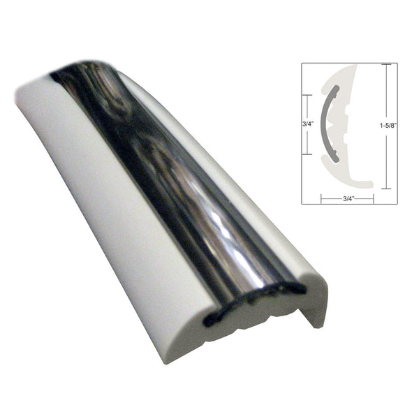 Kit de riel de fricción semirrígido TACO - Blanco con inserto cromado flexible - 70' [V11-9811WCM70-2]