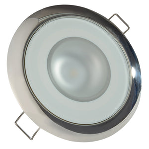 Lumitec Mirage - Luz empotrada de montaje empotrado - Acabado de vidrio/bisel de acero inoxidable pulido - Blanco sin atenuación [113113]