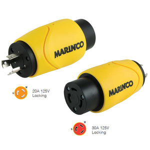 Marinco Straight Adapter 20Amp Locking Macho a 30Amp Locking Hembra Conector [S20-30]