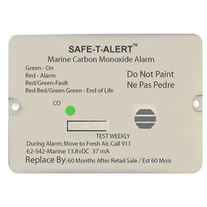Safe-T-Alert Serie 62 Alarma de monóxido de carbono con relé - 12 V - 62-542-Marine-RLY-NC - Montaje empotrado - Blanco [62-542-MARINE-RLY-NC]