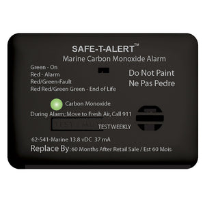 Safe-T-Alert Serie 62 Alarma de monóxido de carbono - 12 V - 62-541-Marine - Montaje en superficie - Negro [62-541-MARINE-BL]