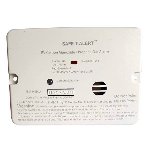 Combo de alarma de propano de monóxido de carbono Safe-T-Alert - Montaje empotrado - Mini - Blanco [25-742-WHT]