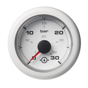 Veratron 52MM (2-1/16") Medidor de presión de aceite de transmisión OceanLink - 30 Bar/440 PSI - Bisel de esfera blanca [A2C1066050001]
