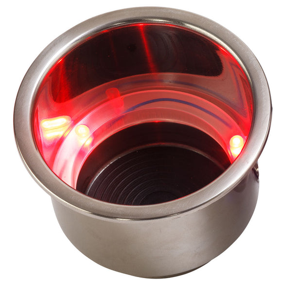 Portavasos combinado con montaje empotrado LED Sea-Dog con accesorio de drenaje - LED rojo [588071-1]