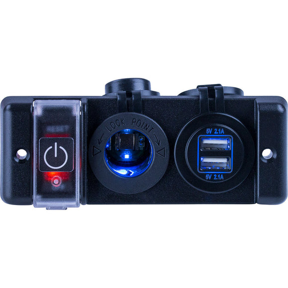 Panel de toma de corriente USB doble Sea-Dog con interruptor de interruptor [426506-1]